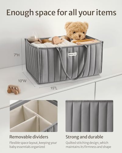 Blissful Diary Diaper Caddy Organizer Light Gray