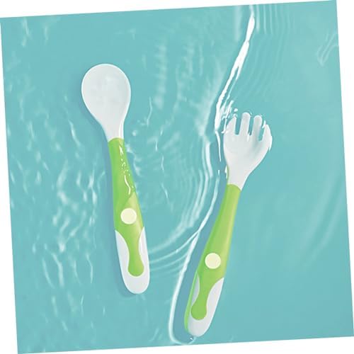 Toyvian 4 Pcs Bending Fork and Spoon Set for Baby Mealtime