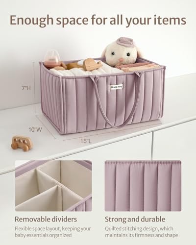 Blissful Diary Baby Diaper Caddy Organizer Mauve Pink