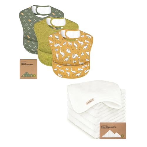 KeaBabies 3-Pack Waterproof Baby Bibs with Food Catcher 1
