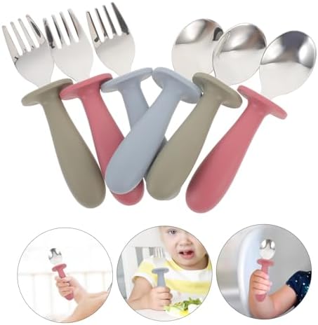 Mikinona 6Pcs Stainless Steel Silicone Cutlery Set