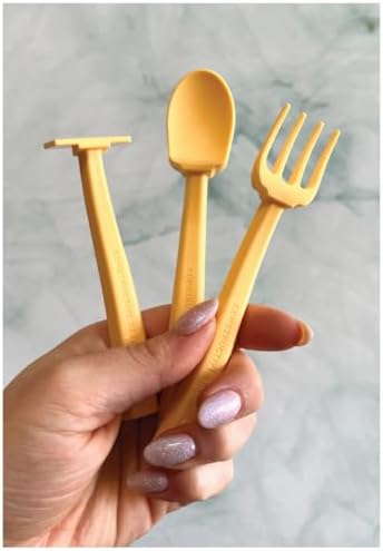 Constructive Eating 3-Piece Training Utensil Set - Sunshine Yellow