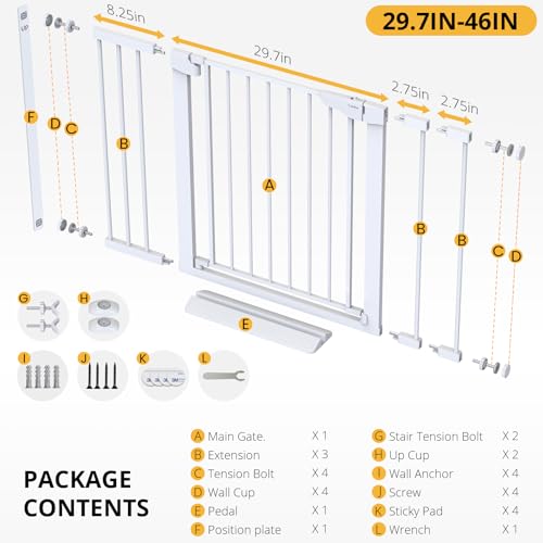 Cumbor White Baby Gate for Stairs and Doorways