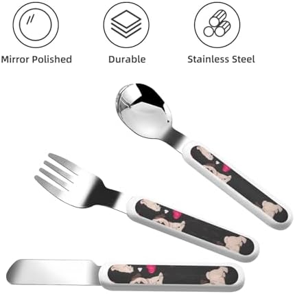 Cute Pug Print Flatware Set with Travel Case