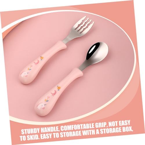 GLSTOY 3-Piece Cartoon Stainless Steel Fork Spoon Set