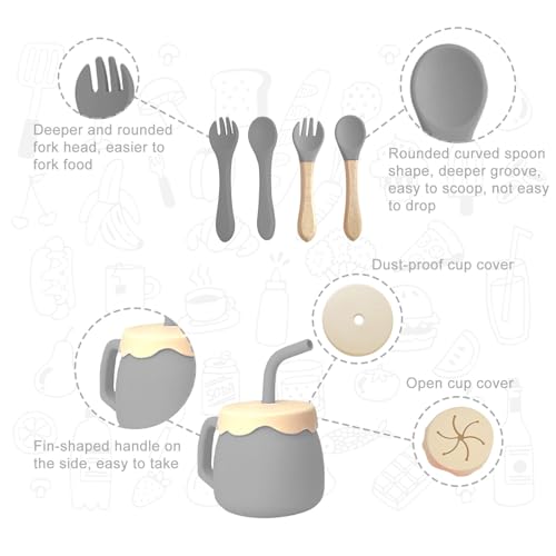 ARCASA 9-Piece Silicone Baby Feeding Set Blue
