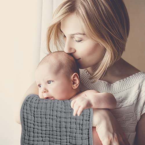 Looxii Muslin Burp Cloths 6 Pack Grey 20x10 Inch