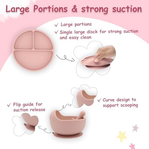 13PCS Baby Silicone Feeding Set with Suction Plate and Bib