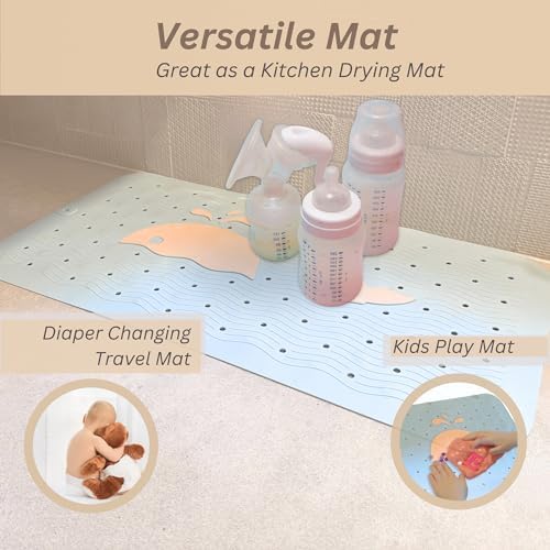 LilPea Non Slip Bath Mat for Baby Kids 14x25 Pink