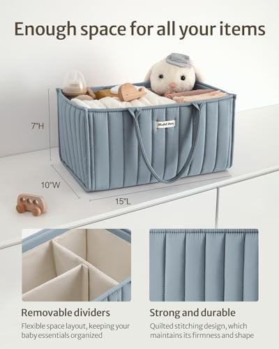 Blissful Diary Baby Diaper Caddy Organizer Dusty Blue