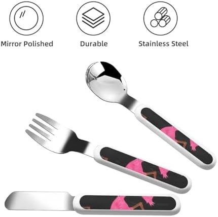 Pink Flamingos Print Utensils Set with Travel Case