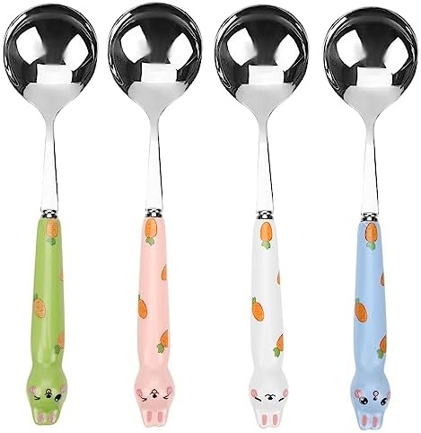 Abaodam 4Pcs Cartoon Bunny Dessert Spoon Set