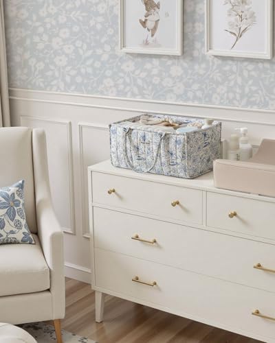 Blissful Diary Floral Diaper Caddy Organizer Blue Rose 1