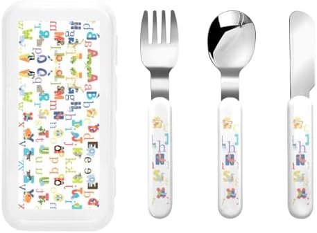 Colourful Animal Alphabet Silverware Set with Travel Case