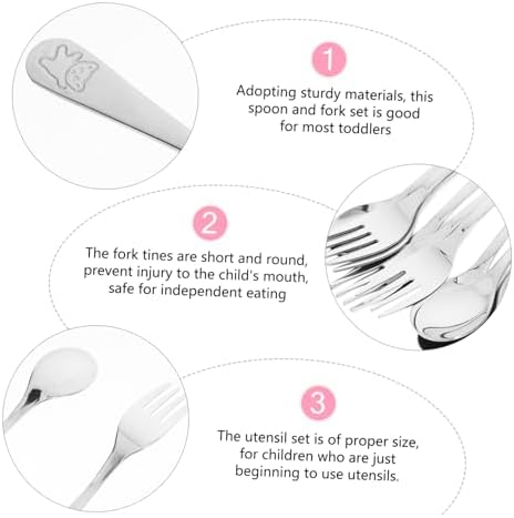 PLAFOPE Baby Utensil Set with Bear Design Handles