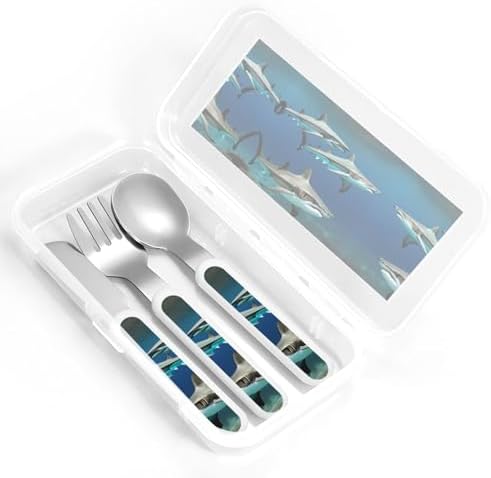 Hammerhead Shark Print Flatware Set with Travel Case