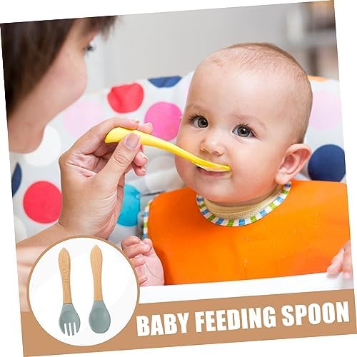 SHOWERORO Fork and Spoon Set for Safe Baby Feeding