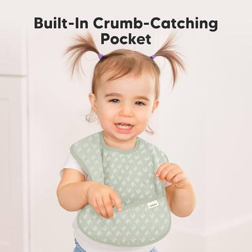 KeaBabies 3-Pack Waterproof Baby Bibs with Food Catcher