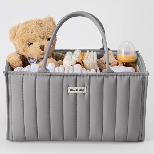 Blissful Diary Diaper Caddy Organizer Light Gray