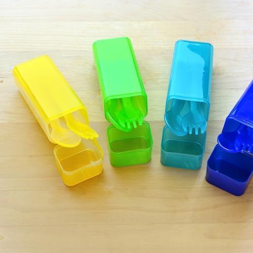 Youngever 6-Pack Rainbow Plastic Toddler Utensils with Case