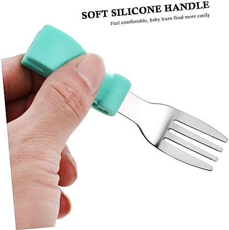 MERRYHAPY Stainless Steel Spoon and Fork Set for Baby Self Feeding