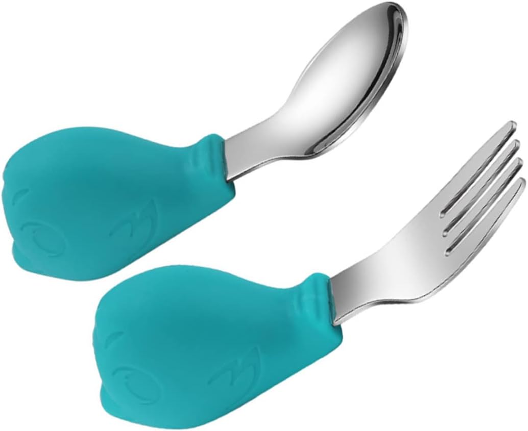 MAGICLULU 2pcs Fork and Spoon Set with Non-Slip Handles