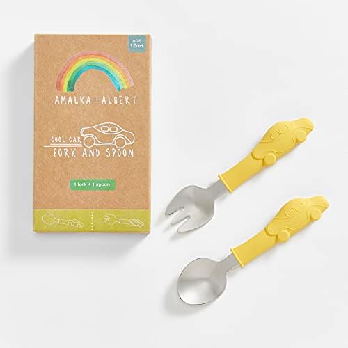 Kids Utensils with Car Design Fork and Spoon Set 1