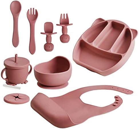 Tyulstory Pink Baby Feeding Set with Bib and Utensils 1