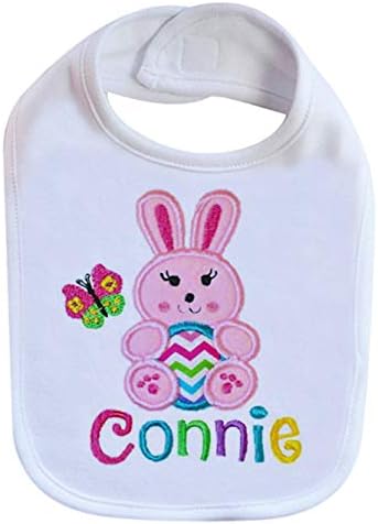 First Easter Bunny Girl Bib with Baby Name