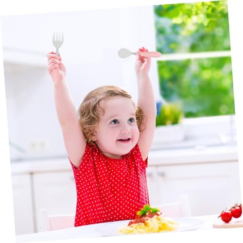 KICHOUSE 1 Set Stainless Steel Spoon Fork Utensil Kit for Baby