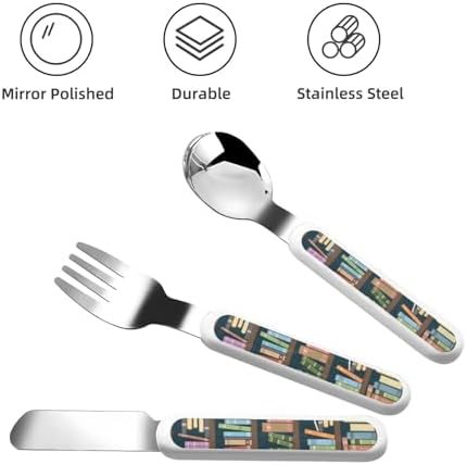 Cartoon Bookshelf Bookworm Utensils Set with Travel Case