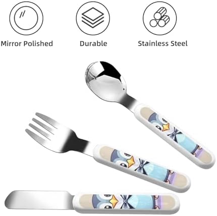 Cute Penguin Print Utensils Set with Travel Case