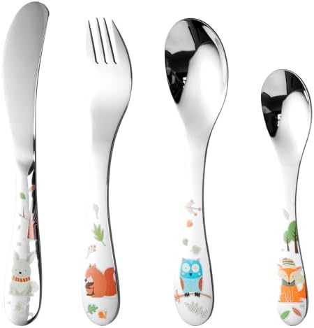 Toddler Stainless Steel Utensil Set with Cartoon Handles