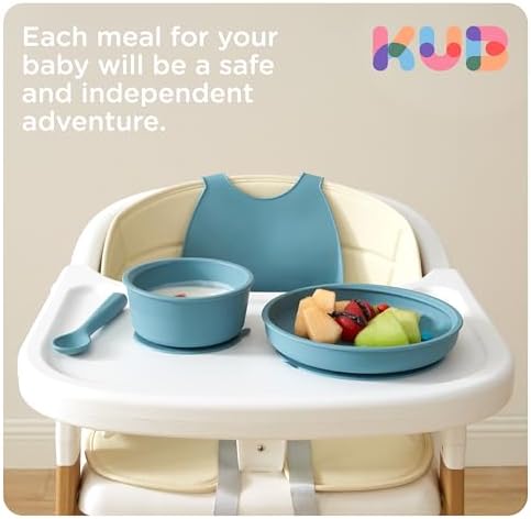 KUB Silicone Baby Feeding Set with Suction Bowl Plate Blue