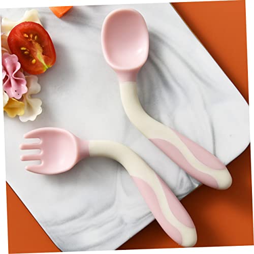 GLSTOY 2 Sets Flexible Spoons and Forks Training Tableware