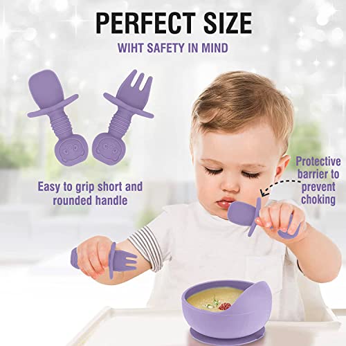 Mrkyy 8-Piece Baby Feeding Set - Purple 1