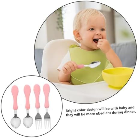 VOSAREA 4pc Baby Silicone Handle Flatware Set