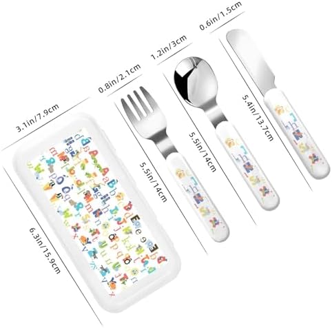 Colourful Animal Alphabet Silverware Set with Travel Case