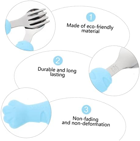 MOBUTOFU Training Fork Spoon Set with Fish Design for Self Feeding