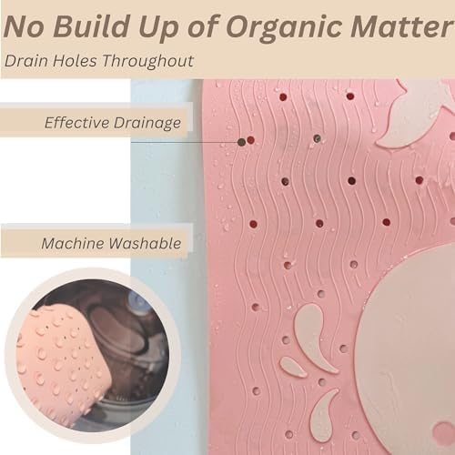 LilPea Non Slip Bath Mat for Baby Kids 14x25 Pink