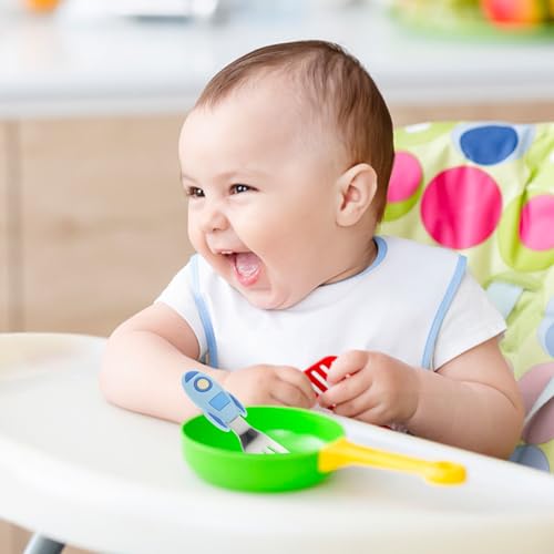 2PCS Silicone Handle Stainless Steel Utensil Set for Baby