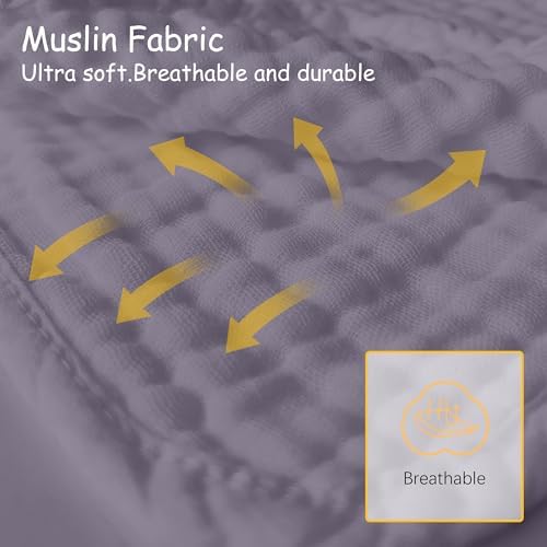 12 Pack Muslin Burp Cloths 20x10 Extra Soft Absorbent - Grey