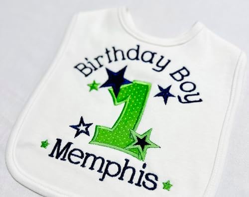 First Birthday Boy Bib with Custom Name