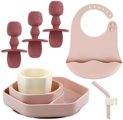 Blisskidsland 8-Piece Silicone Feeding Set for 6 Months Pink