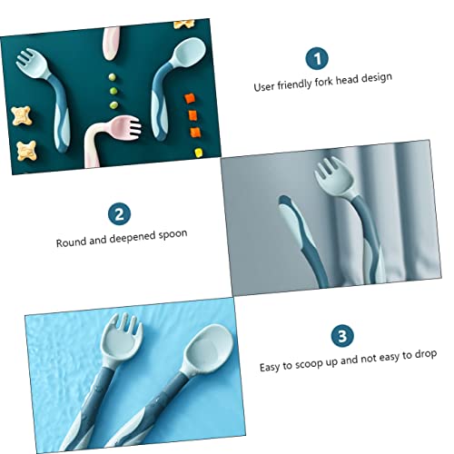 GLSTOY 2 Sets Flexible Spoons and Forks Training Tableware