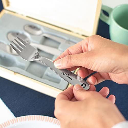 LAUBLUST Personalized Flatware Set - Jungle 4pcs with Name Engraving