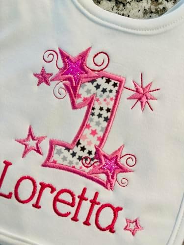 Personalized 1st Birthday Baby Girl Bib with Custom Name