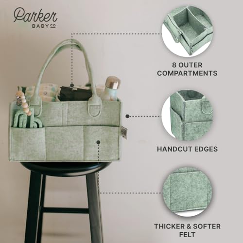 Parker Baby Diaper Caddy - Large Sage Green