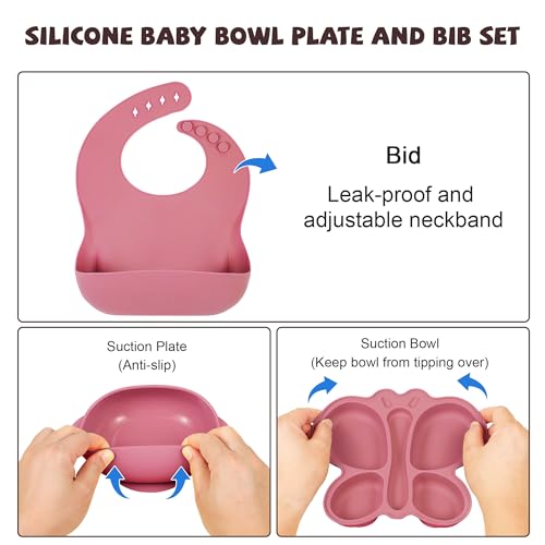 MIICASA Silicone Baby Feeding Set Pink 1