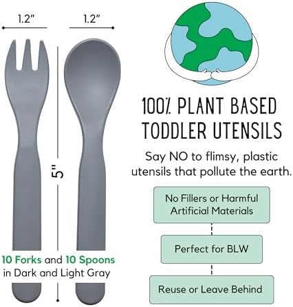 THEOS 20 Pack Eco-Friendly Baby Utensils Set
